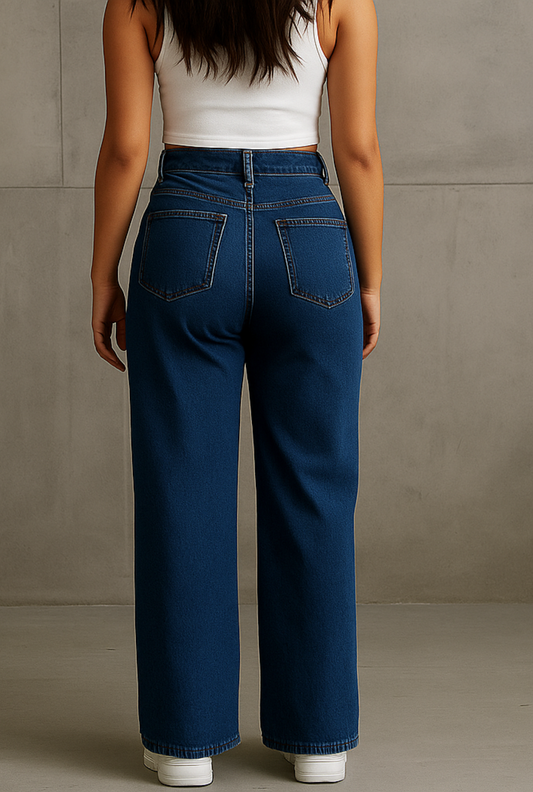 Dark Blue High-Waisted Jeans for Women
