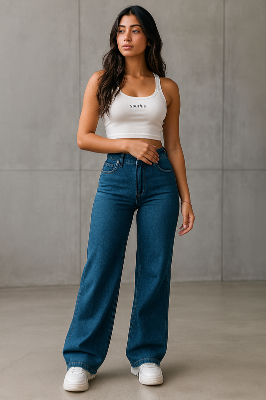 Blue High-Waisted Jeans for Women