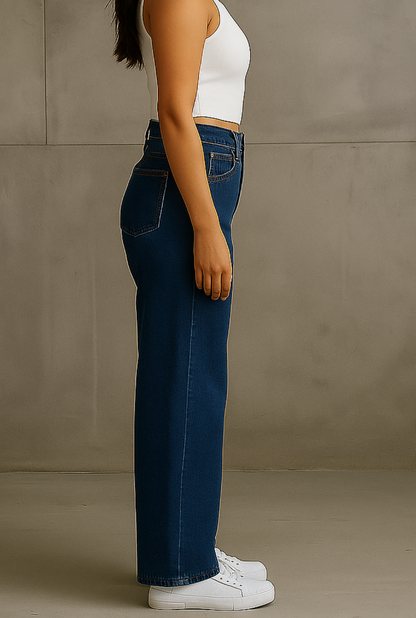 Dark Blue High-Waisted Jeans for Women